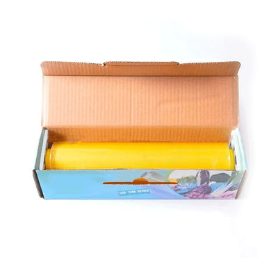 সতেজ খাদ্য প্যাকেজ স্বচ্ছ পিভিডিসি ক্লিং ফিল্ম প্যাকেজ স্লাইড কাটার স্ট্রেচ ফিল্ম